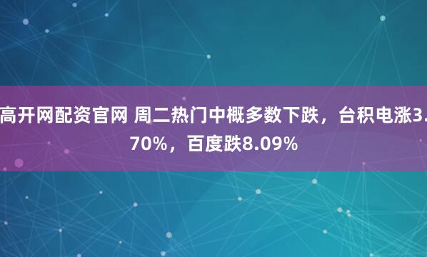 高开网配资官网 周二热门中概多数下跌，台积电涨3.70%，百度跌8.09%